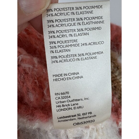 *Free People Sweater Womens Size XL Pullover Knit Crop Striped Pink Fuzzy Boho - Picture 7 of 7